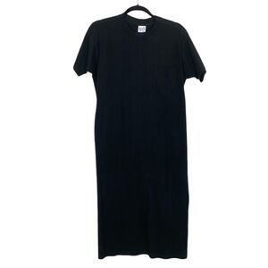 John Henry combed cotton black midi dress